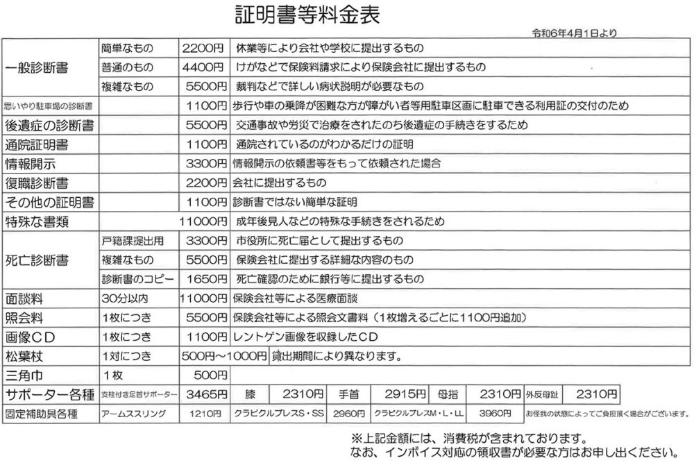 保険外負担一覧